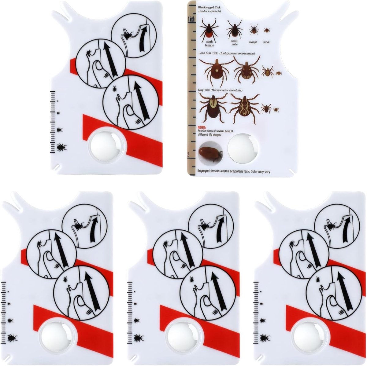 5 stuks teekjes met vergrootglas, kaarteekclip voor het snel verwijderen, menselijke teekteken voor kinderen en dieren, tekenclip voor honden, katten, eenvoudig te gebruiken en te vervoeren