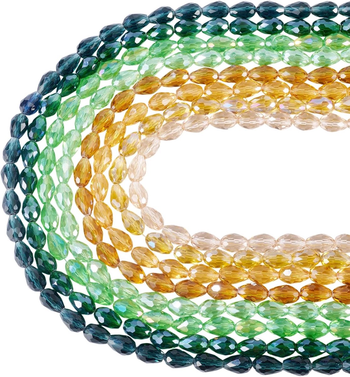 440 stuks 8 kleuren geslepen druppelvormige kristalkralen AB-kleur geplateerde waterdruppel elektroplate transparante glazen kralen voor het maken van sieraden, kettingen, armbanden