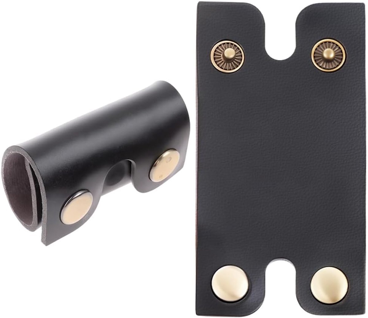 2 stuks 8 x 4 cm scheerapparaat beschermhoes met dubbele snede PU lederen kliksluiting voor heren vlinder scheermes reizen (zwart)