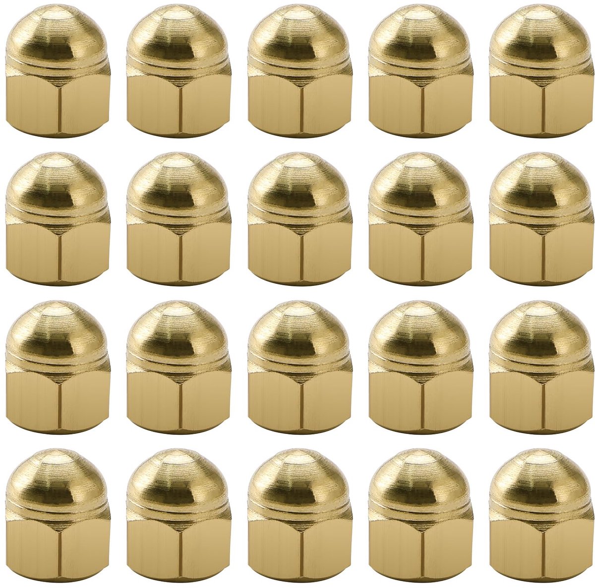 20 Stuks M5 Messing Dopmoeren, Dome Hoofd Cap Hex Moeren, voor Banden en Assen
