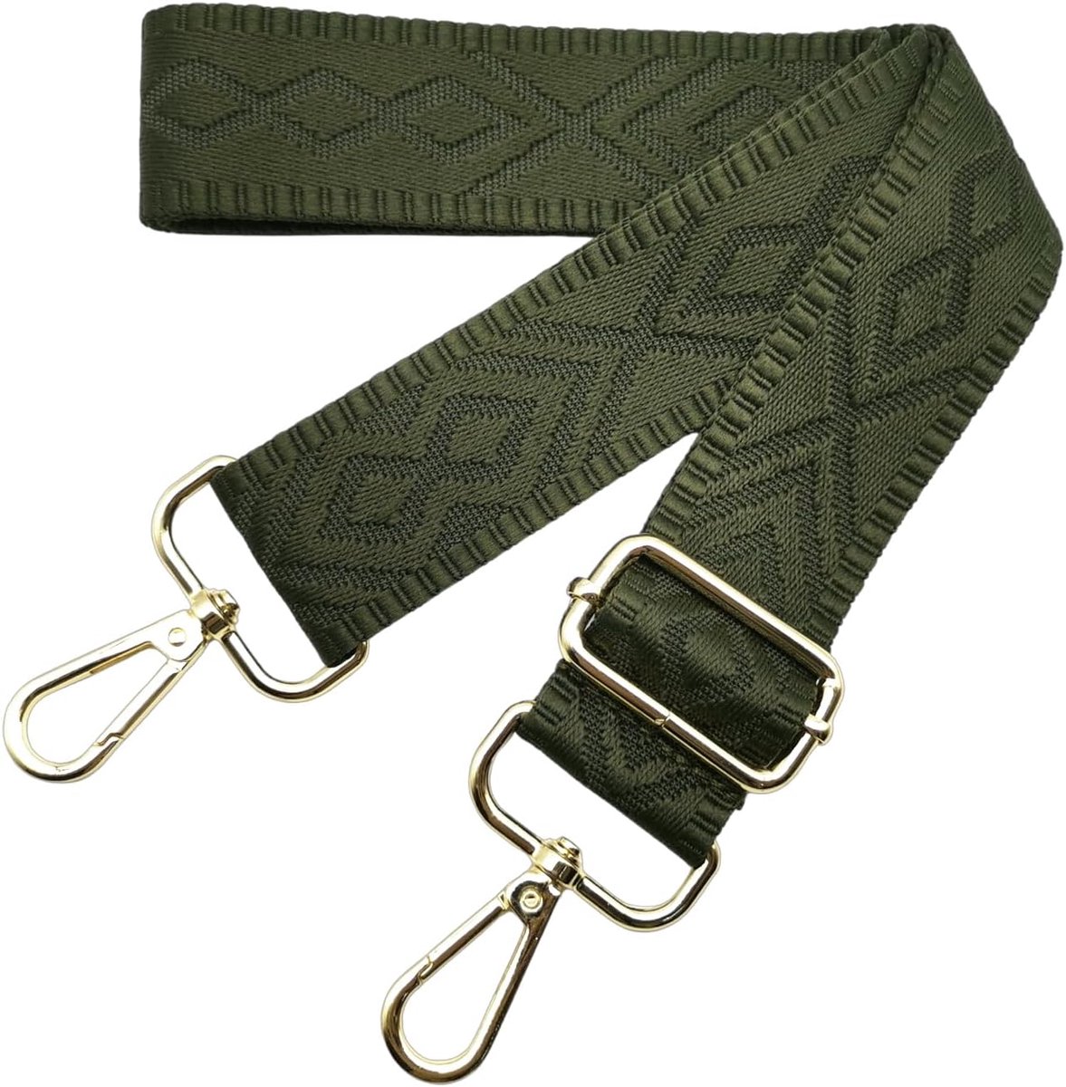 brede tassenband, 3,8 cm schouderband voor tassen, tassenbanden met verwisselbare gouden karabijnhaak, schouderriem, schouderband voor dames handtassen crossbody DIY, (legergroen) 21