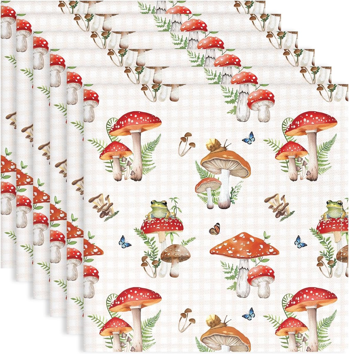 45 cm x 45 cm bladeren dinerdoek servetten set van 6, wasbare katoenen zachte absorberende vierkante servetten voor eetkamer, keuken, feest, bruiloft decoratie