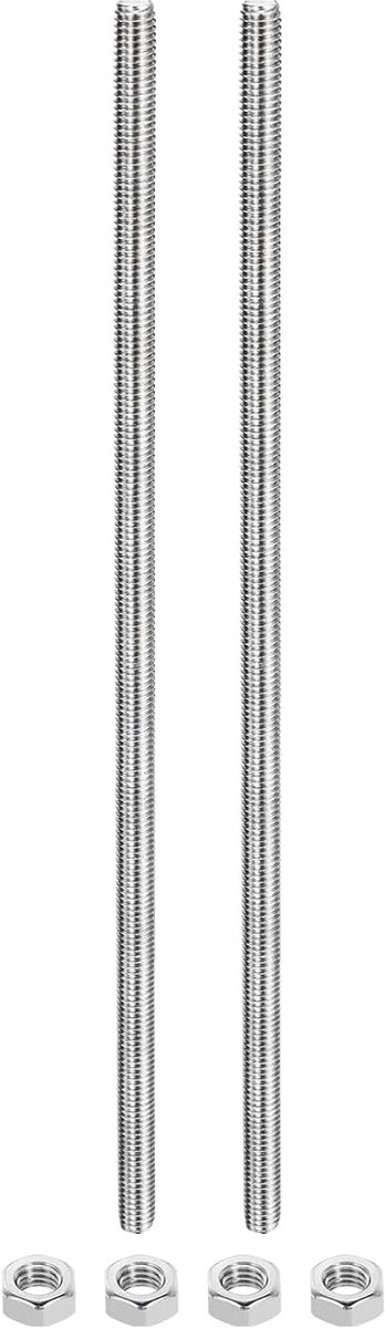 2 stuks draadstangen, M8 x 200 mm met 4 zeskantmoeren, draadstang, roestvrij staal, volledige schroefdraadstang, draadstift voor meubels, machines, bevestigingsset