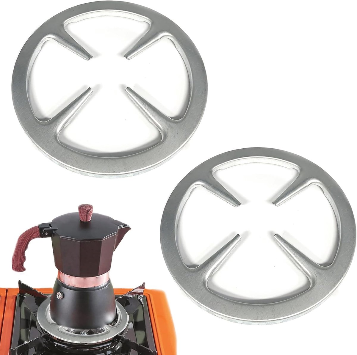 2 stuks wok ring ondersteuning universele gietijzer wok ring gasfornuis kruis | Pothouder, gasfornuis, rooster, opzetring, duurzaam, voor gasfornuis, espressokoker, koffiekoker, campingfornuis, 15 cm