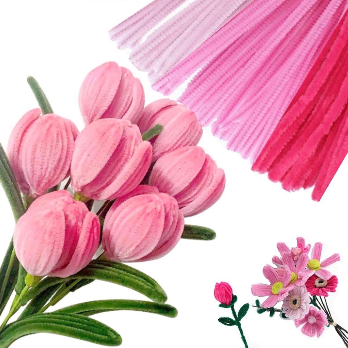 300 Pijpreiniger, Pijpreinigere Ambachten, Gekleurde Pijpreiniger, 30 cm, Voor Reinigingsleidingen, Ambachten En Kerstdecoraties, 3 Kleuren (Roze)