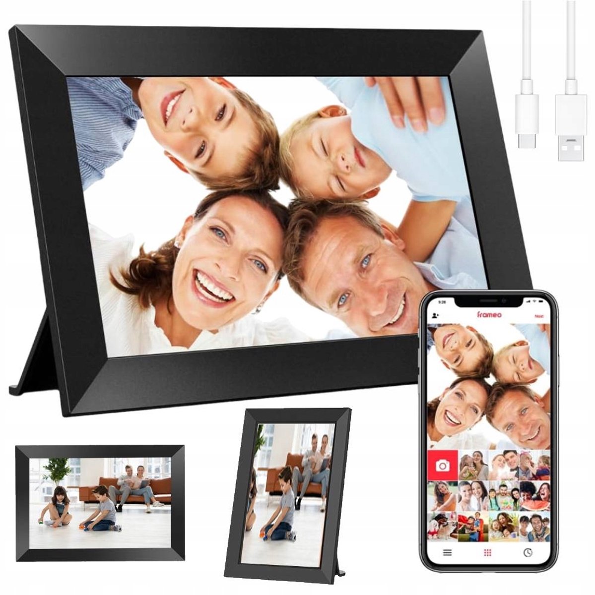 Digitale Fotolijst - Smart Fotolijst - Touchscreen - 10,1 inch HD - WiFi & Frameo App - IPS Display - 1280x800 - 32GB - Digitale Fotokader - Foto's & Video's - Voor Thuis en Cadeau