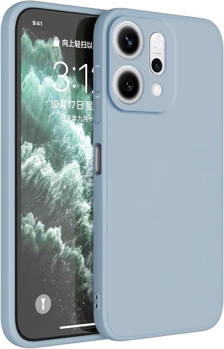 Beschermhoes van TPU-siliconen, compatibel met Oppo Reno14 5G / Oppo Reno 14 5G (6,59 inch), beschermhoes voor mobiele telefoon, rookblauw