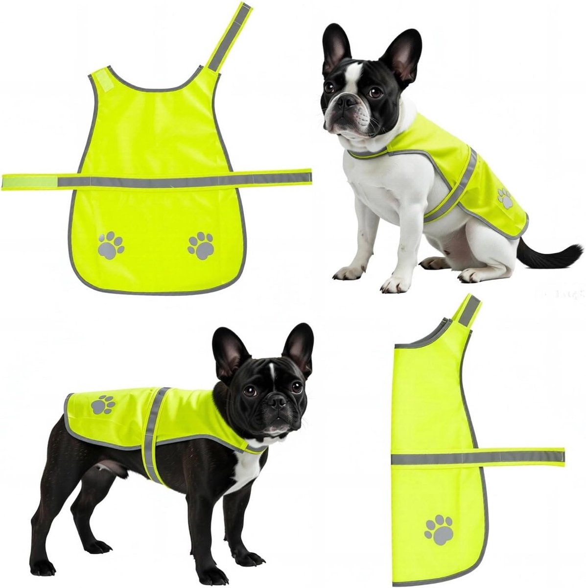 Hondenveiligheidsvest, Fluorescerende Gele Jas met Verstelbare Pasvorm, Lichtgewicht Accessoires voor Buitenwandelingen, Geschikt voor Halsmaat 32–34 cm