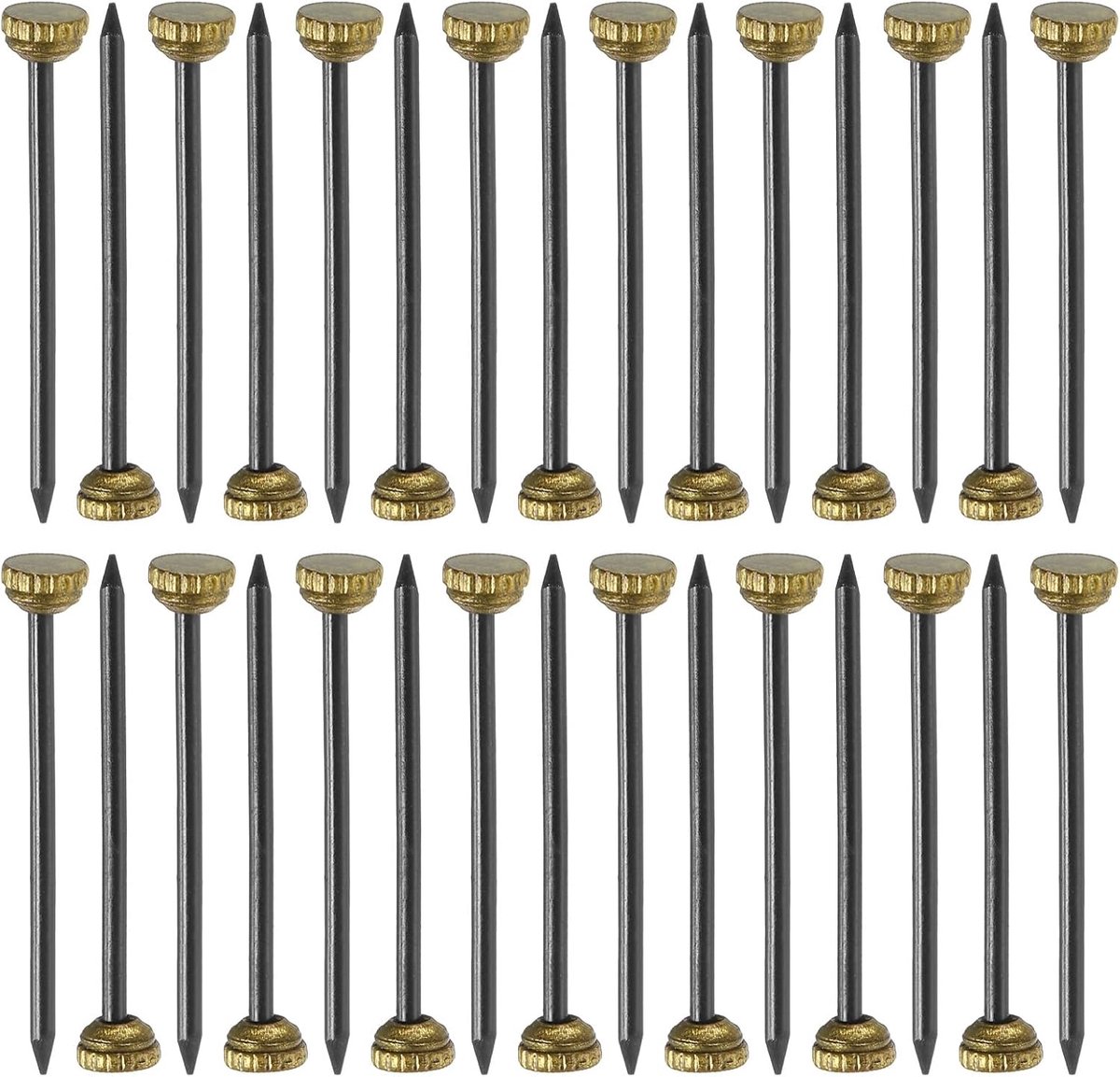 50 stuks fotoophangspijkers, 1,3 x 25 mm, ijzeren decoratieve haken, herbruikbaar gereedschap voor het ophangen van foto's, spiegelmanden, goud en zwart