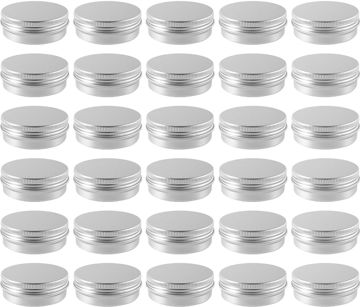 30 stuks ronde aluminium blikken met schroefdraad, cosmetische aluminium doos, ronde lege potten voor crème, lotion, sieraden (68x25mm, 60ML)