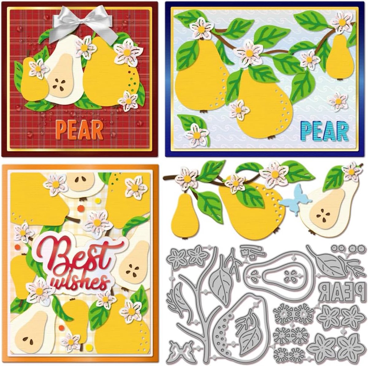 Peervormige stansvormen voor scrapbooking, doe-het-zelf bloemen, van metaal, stansvormen in de vorm van een tak in vlindervorm, voor het maken van kaarten, fotoalbums, handwerk, decoratie