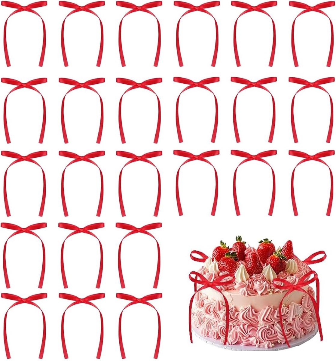 Boog Taart, 20 Stuks Rode Strik Cake, Strik Taartdecoraties Prikkers, Babyshower Taarttoppers, Voor Kinderen Verjaardag, Bruiloft Feest, Bruiloft Verjaardag Cake Decoraties Levert