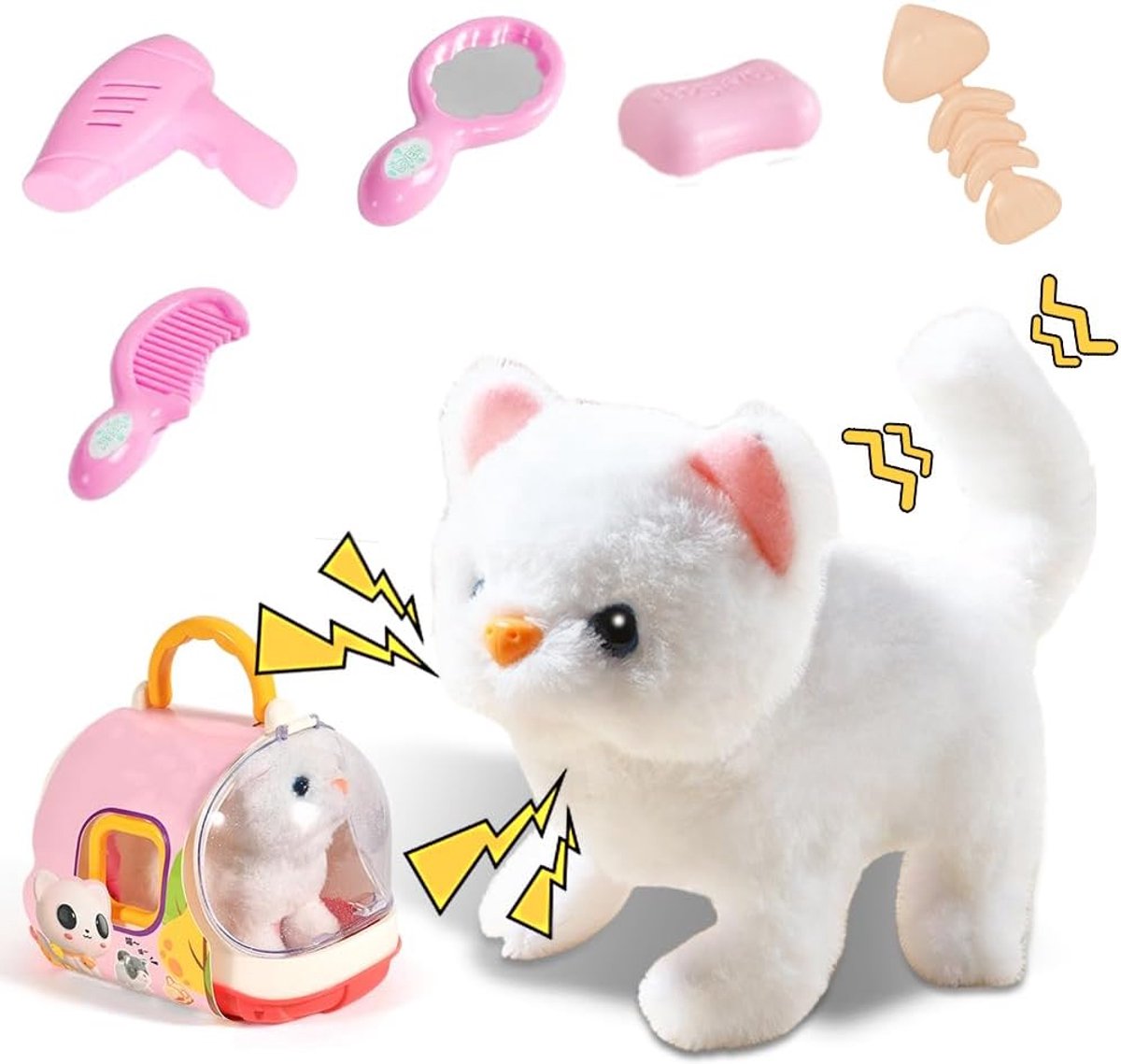 Speelgoed voor hond en kind - Elektrisch knuffelspeelgoed - Interactief cadeau voor 2, 3, 4, 5, 6 jaar - Cadeau idee (katten)