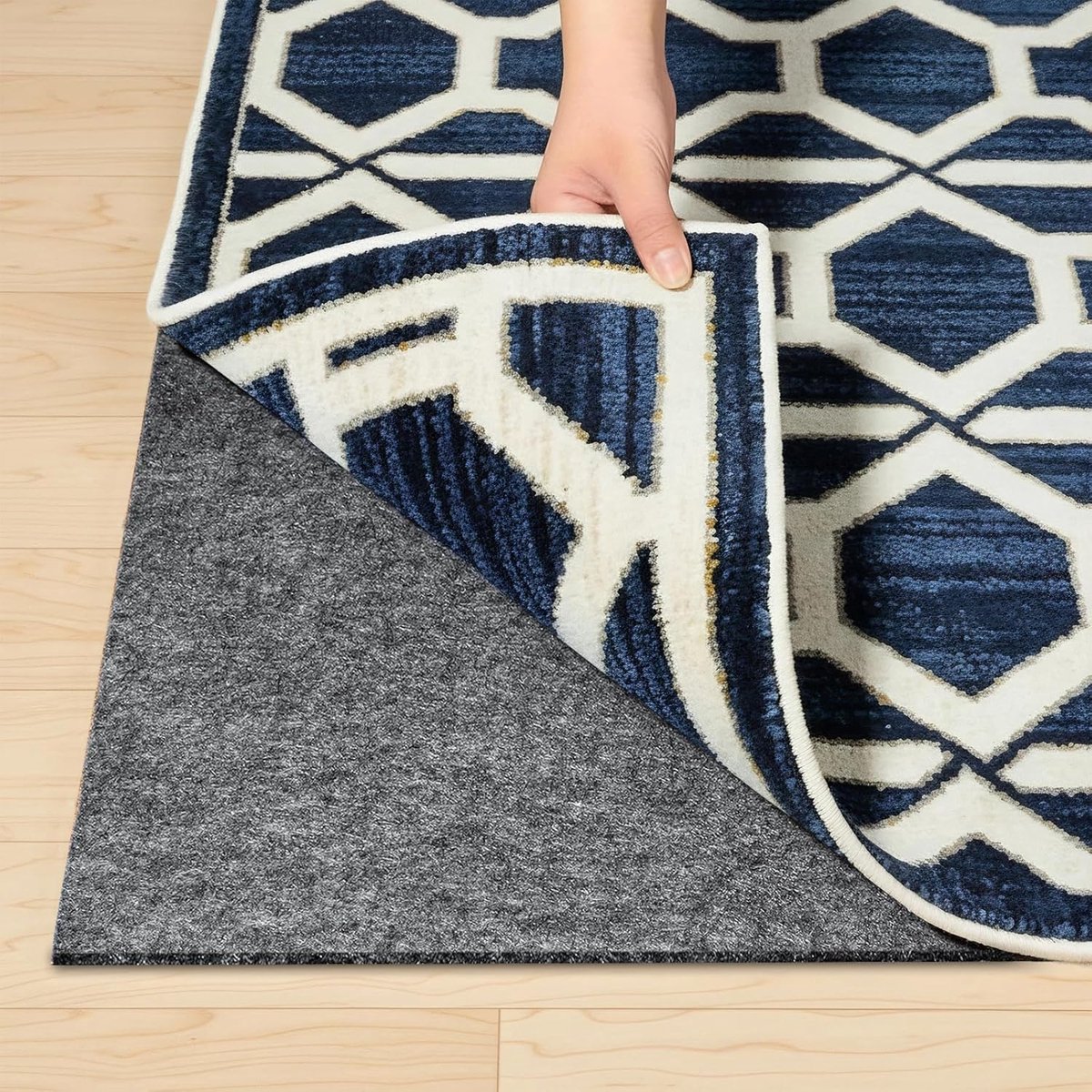 tapijt pad met antislip, 100x150cm rubberen onderlaag tapijt onderlegger, onder vloerkleed beschermende gewatteerde pads, tapijt naar tapijt grijper voor hardhouten vloeren, houd tapijten op hun