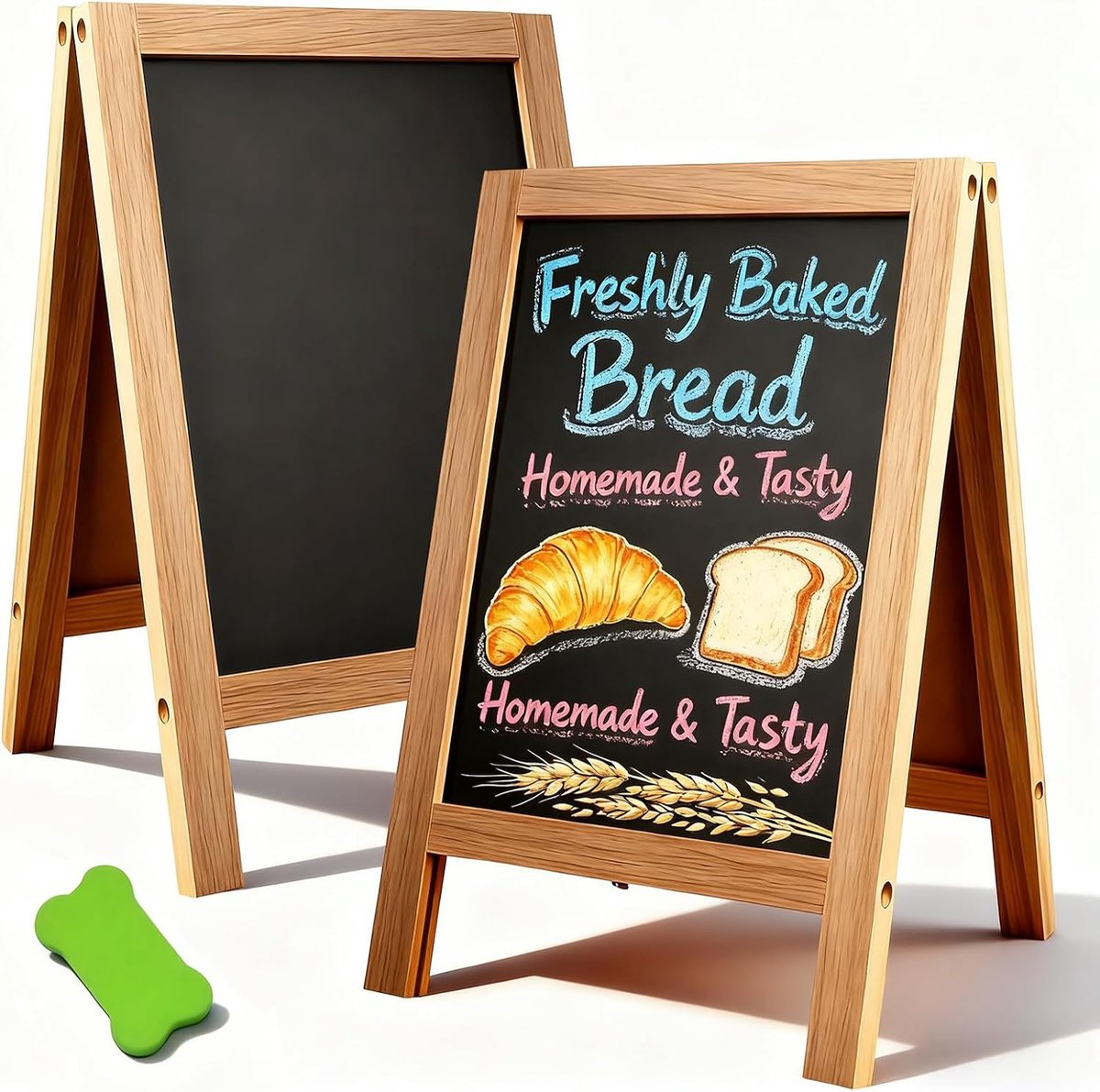 2 stuks krijtbord, bord om te beschrijven, blackboard, krijtborden, klein bord, 25 x 40 cm, voor bar, café, keuken