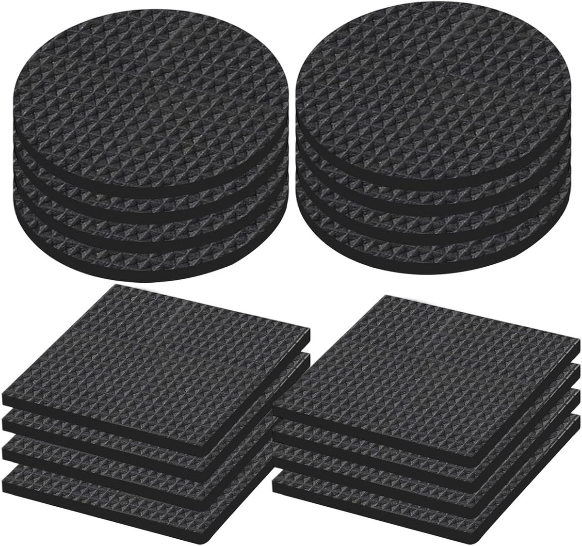 16 stuks antislip meubelpads, ronde en vierkante meubelkussens, voor stoelpoten en voetbescherming, krasbestendig, 16 stuks