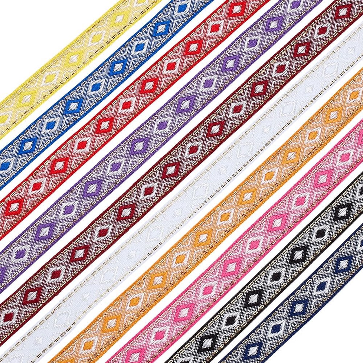 10 kleuren geborduurde geweven band 1/2 inch ruitpatroon stoffen bekleding gordijnbekleding kledingaccessoires