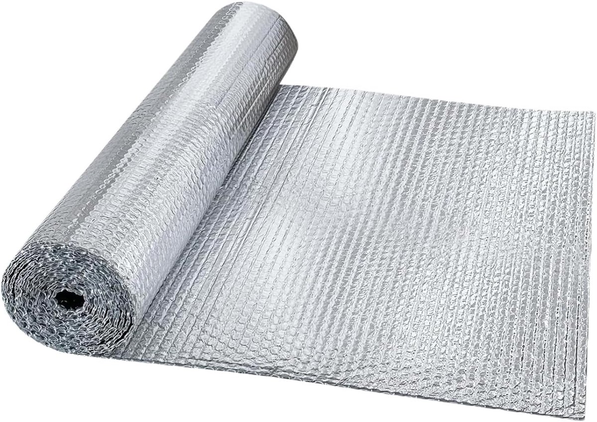 Isolatiefolie Waterdichte Dubbelzijdige Thermische Bubbel | Dubbelzijdig Reflecterende Isolatie Stralingsbarrière Weerbestendige Thermische Isolatiefolie voor Camper