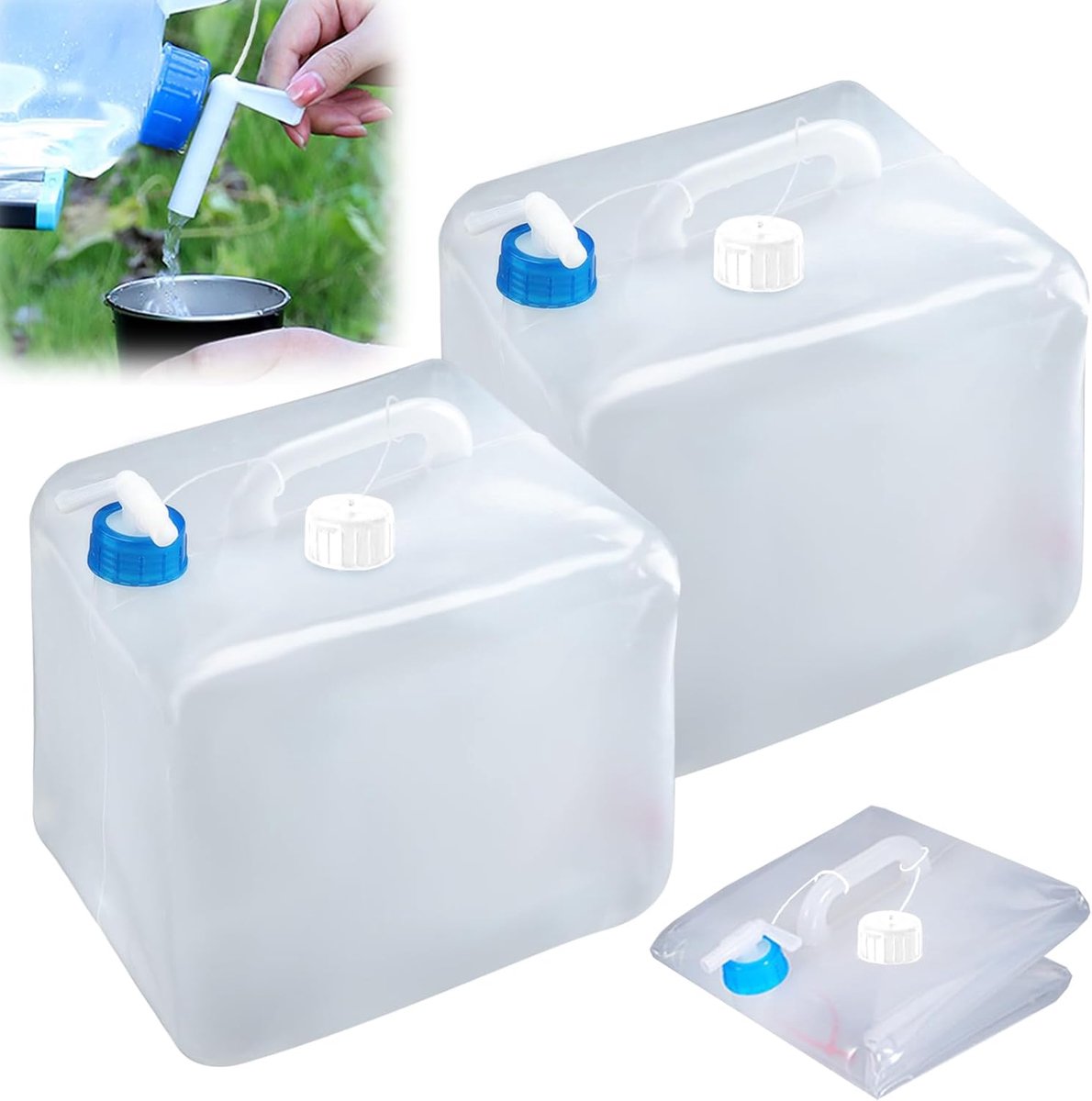 Waterkan camping, opvouwbare waterjerrycan, 10 l, 20 l, waterreservoir, opvouwbaar, voor outdoor, kamperen, wandelen