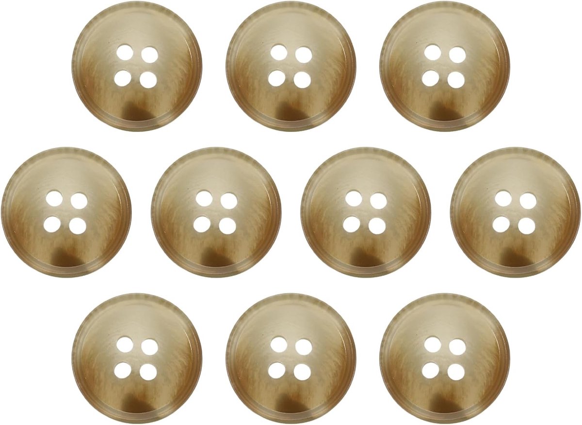 10 stuks hars-naaiknoppen, 18 mm, 4 gaten, rond patroon, platte knopen voor mantel, pakken, kleding en doe-het-zelf handwerk, 7#beige