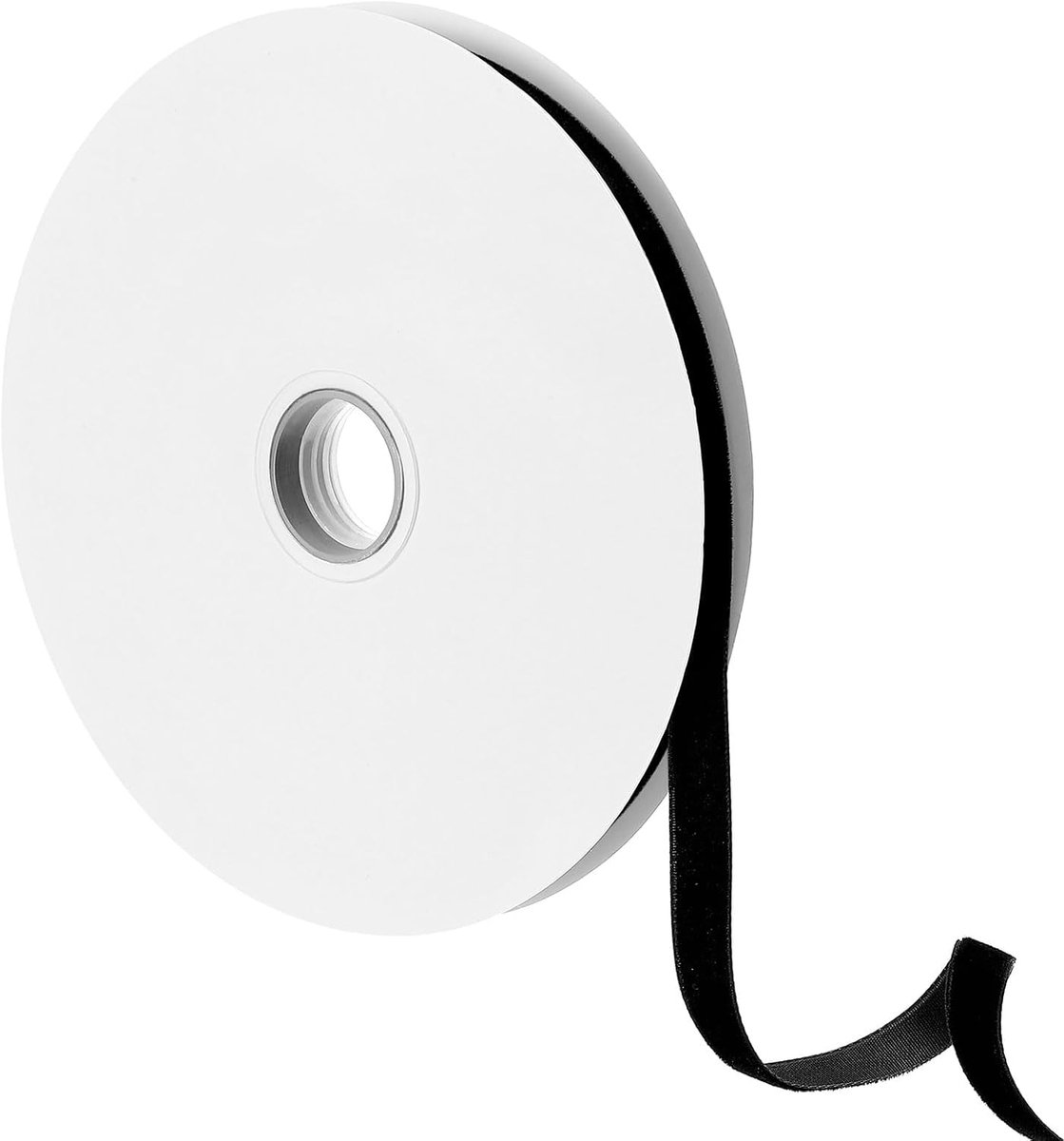 Satijnen Lint Zwart, 10 mm x 18.28 m Fluwelen Linten, Stoffen Banden voor Taarten, Bruiloftsdecoraties, Cadeauverpakking, Strikken, Knutselen, Feestevenementen, Kerstmis