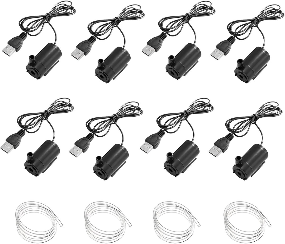 Waterpompen, 5 V kleine dompelpomp, ultrastille aquariumpomp met slang, kleine waterspeelpomp, 1 m voedingskabel, mini-pomp water voor aquarium, tuinfontein