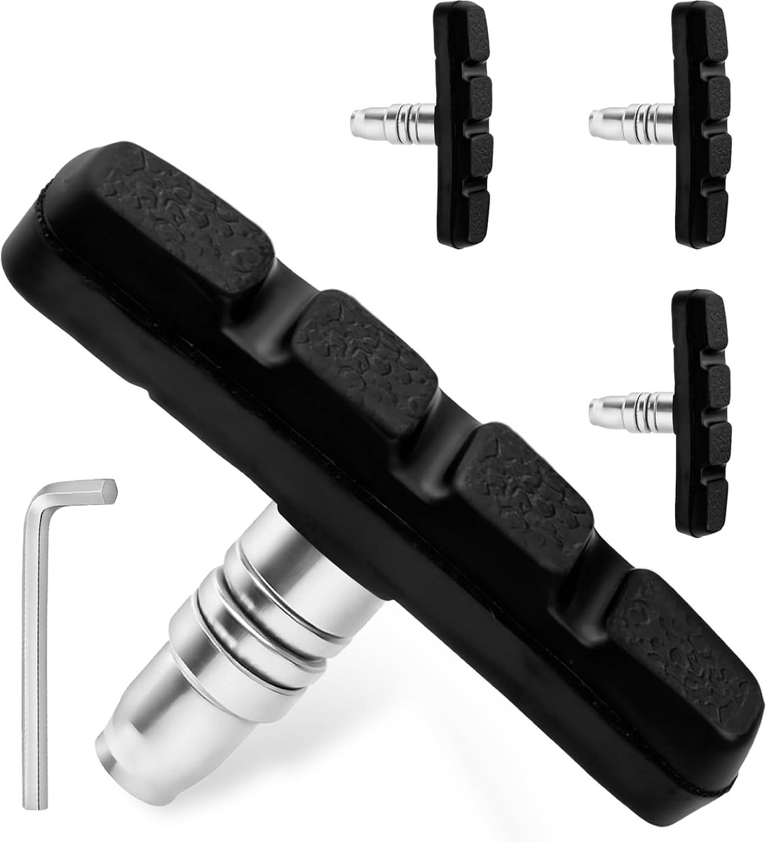 4 stuks fiets V-rem remblokken - met schroeven en een inbussleutel, duurzaam rubber met stille remmen, remblokken voor mountainbike, geschikt voor mountainbike