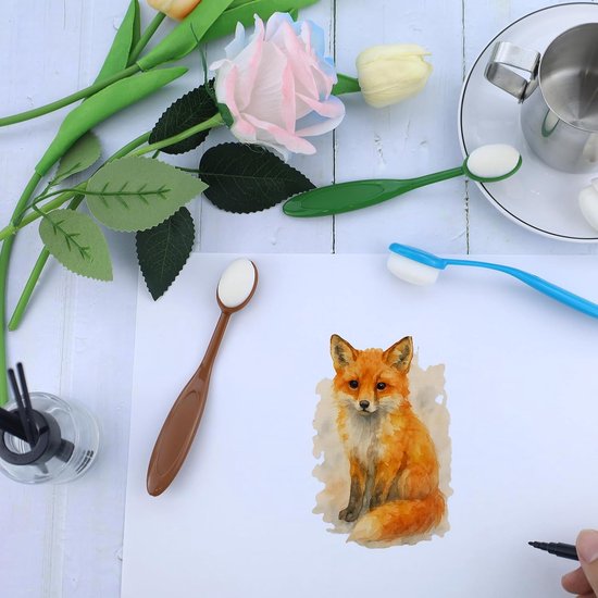 Blending Brush Ovale penseel, knutselkwastenset voor schilderen, 4 stuks ambachtelijke inktpenselen, kleurrijke verfmengkwastenset voor kunsthandwerk — afbeelding 3