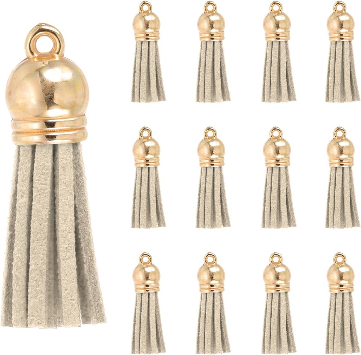 Kwastjes, 30 stuks kunstleer suède kwastje sleutelhanger charme bulk met gouden dop voor doe-het-zelf ambachtelijke decor handtassen armbanden sieraden maken sleutelhanger