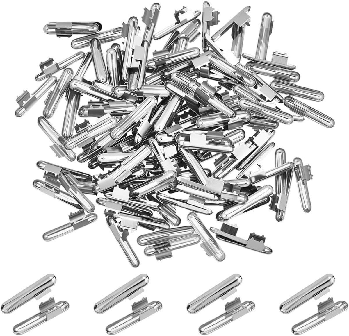 200 stuks elastisch koord, krimpuiteinden, ijzer, vouwuiteinden, platina, halve afdekking, weerhaken, koord, krimpeindsluiting, stopper, klemsluiting, knutselen
