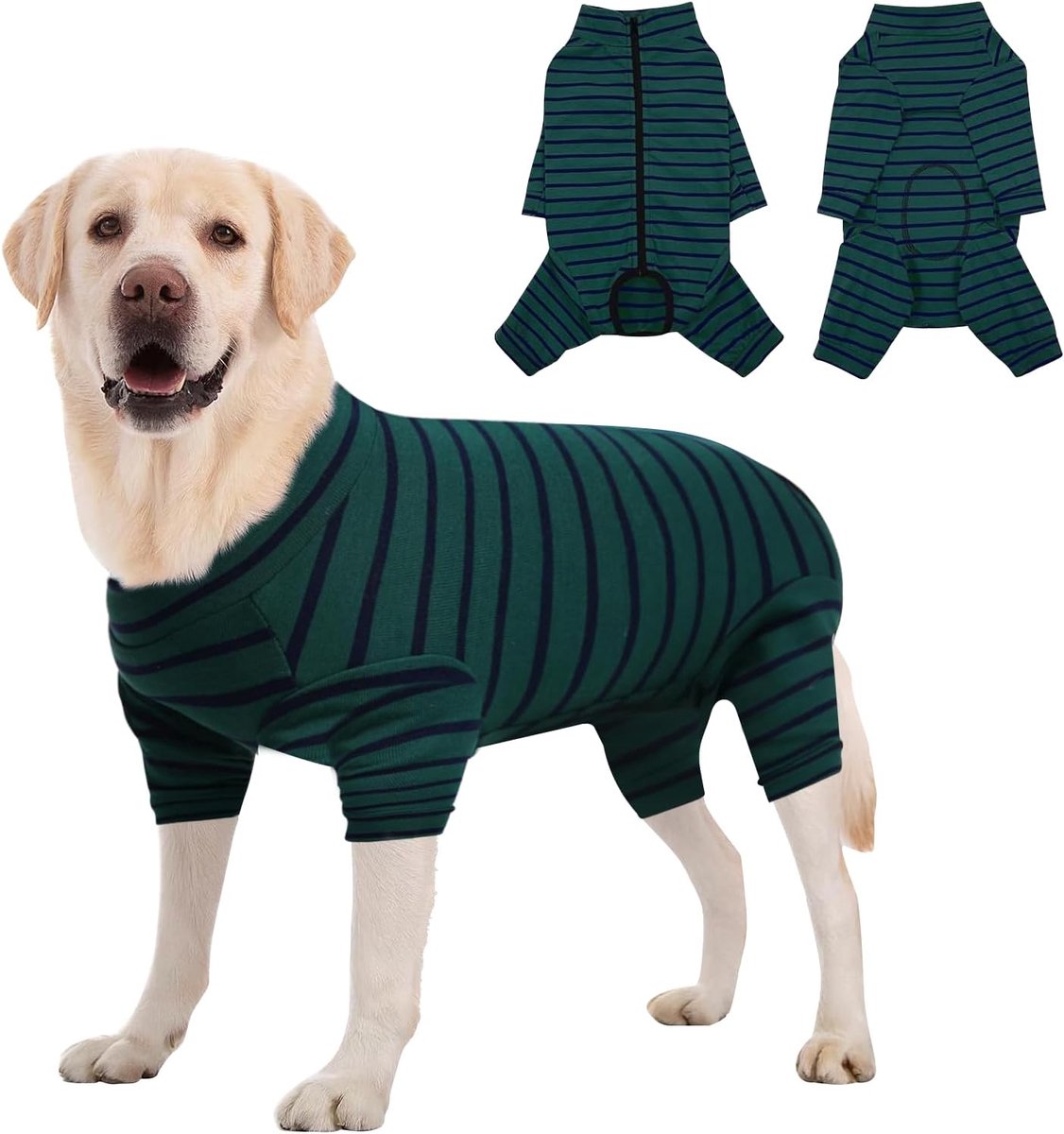 na op castratie, wondbeschermingspak voor honden, herstelpak, ademend, anti-likken, wondbescherming, zacht, eendelig met ritssluiting, voor kleine, middelgrote honden (groen, M)