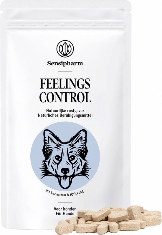 Sensipharm Feelings Control Anti-Stress voor Hond en Kat - Kalmerend en Rustgevend Voedingssupplement bij Stress, Angst en Agressie - 90 Tabletten à 1000 mg