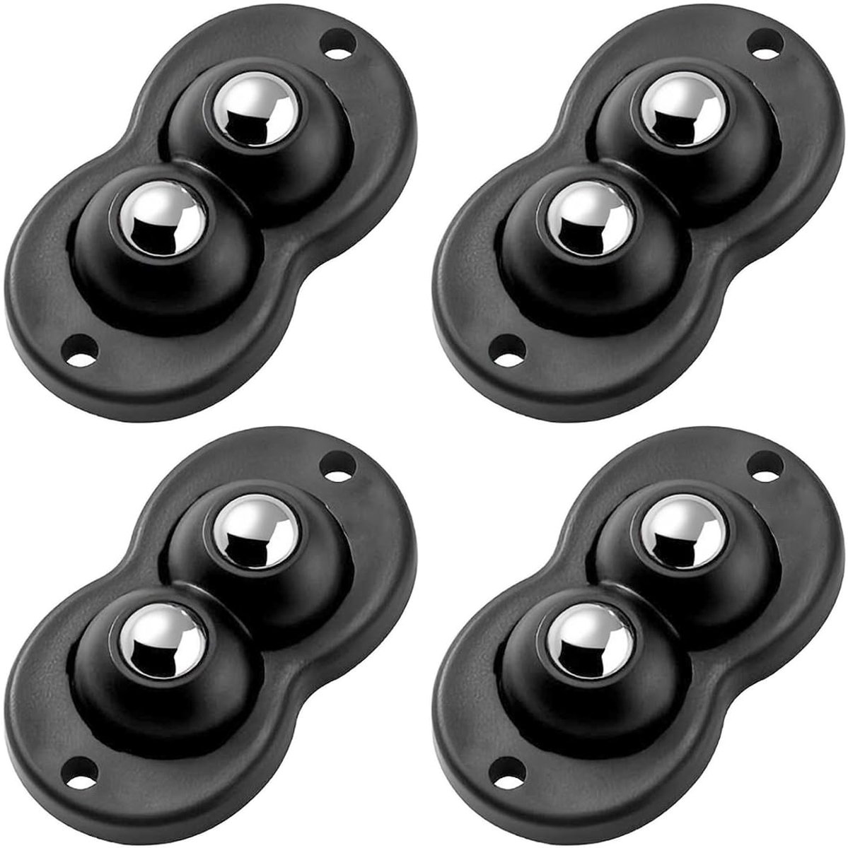 4 stuks kogelwielen, totaal draagvermogen 30 kg, zelfklevende 360° draaibare wielen, geruisloos, zwart, meubelwielen, klein, voor vuilnisemmers, kleine apparaten