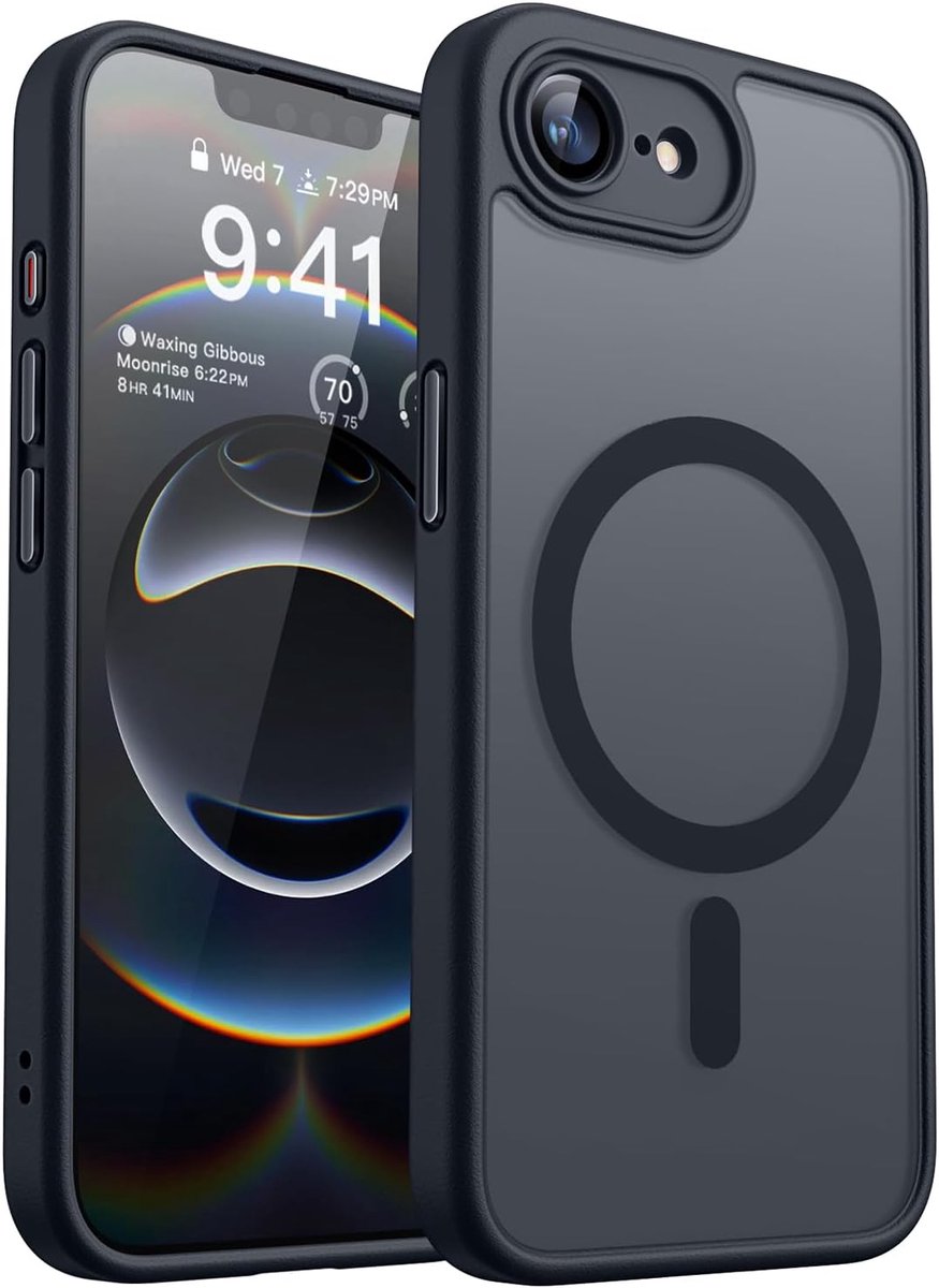 Magnetische Case voor iPhone 16e met Camera Bescherming Compatibel met MagSafe Doorschijnende Matte Achterkant Schokbestendig Telefoon Hoesje Cover (Zwart)