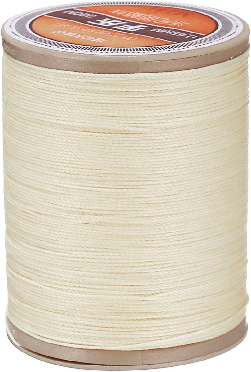 Rond leren naaigaren van 220 m, polyester waskoord, 420D wax-naaigaren voor lederhandwerk, boekbinden, gevlochten armbanden, lichtbeige