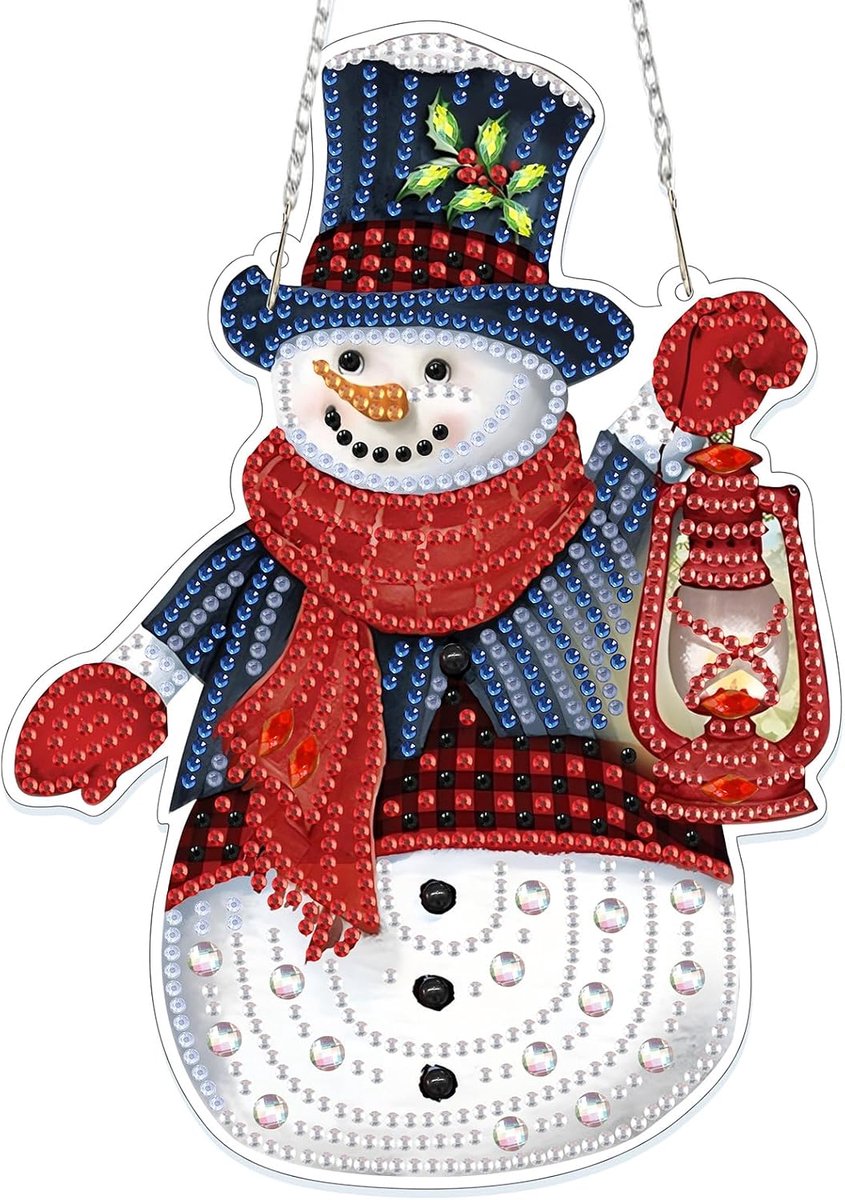 Sneeuwpop Diamond Painting hanger, hangende diamantschilderij, dieren kinderen en volwassenen, ornament knutselset voor cadeau meisjes 7-12 jaar, raamafbeeldingen, wanddecoratie