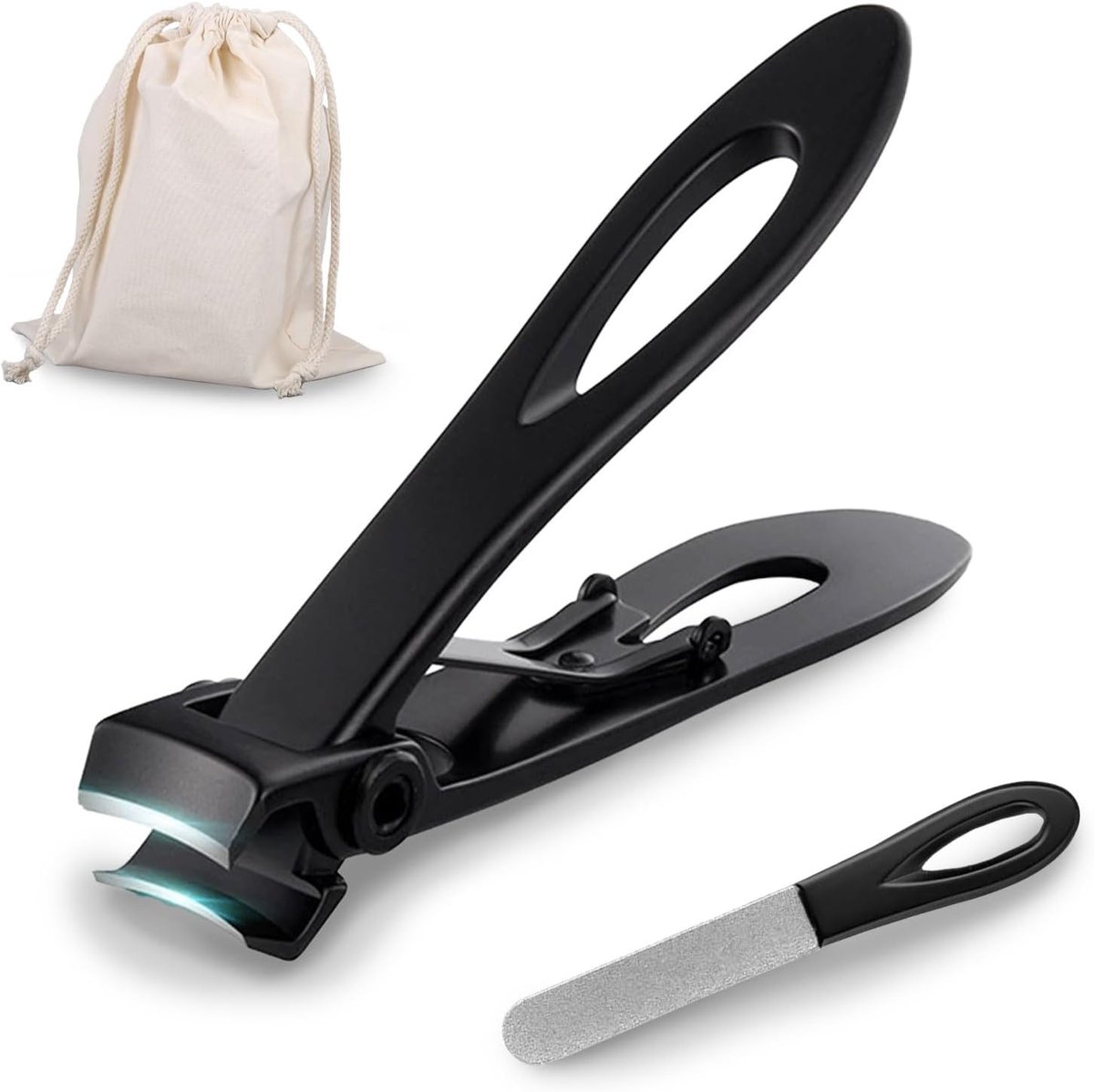 Dikke nagelknipper, ergonomische nagelknipper, dikke nagelknipper met verzamelaar, nagelknipper van hoogwaardig staal, nagelknipper met grote opening, mannen, ouderen