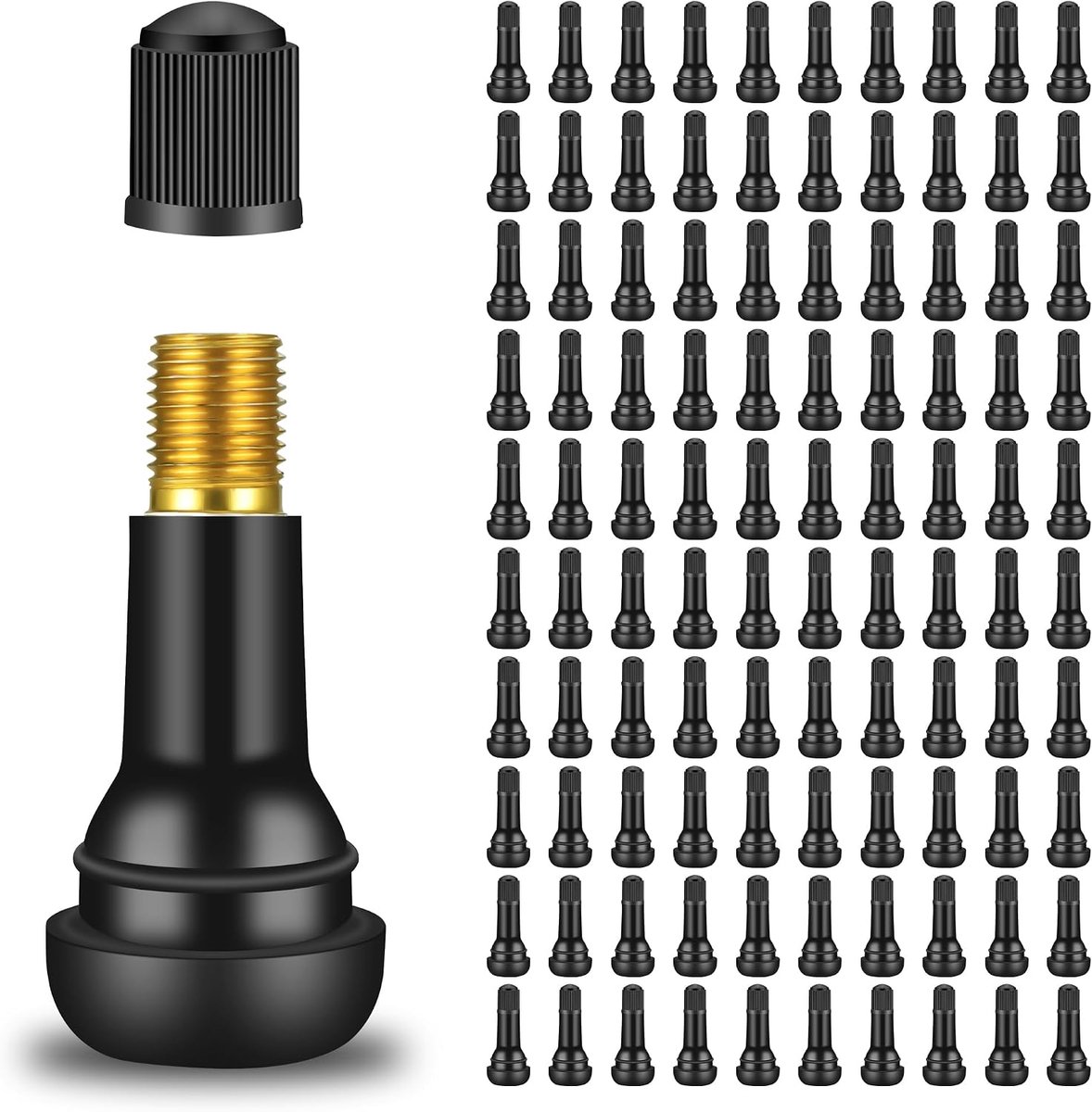 100 stuks TR414 rubberen ventielen voor de auto, universele rubberen bandventielen, snap-in rubberen ventielen, autoventiel voor de meeste auto's, motorfietsen