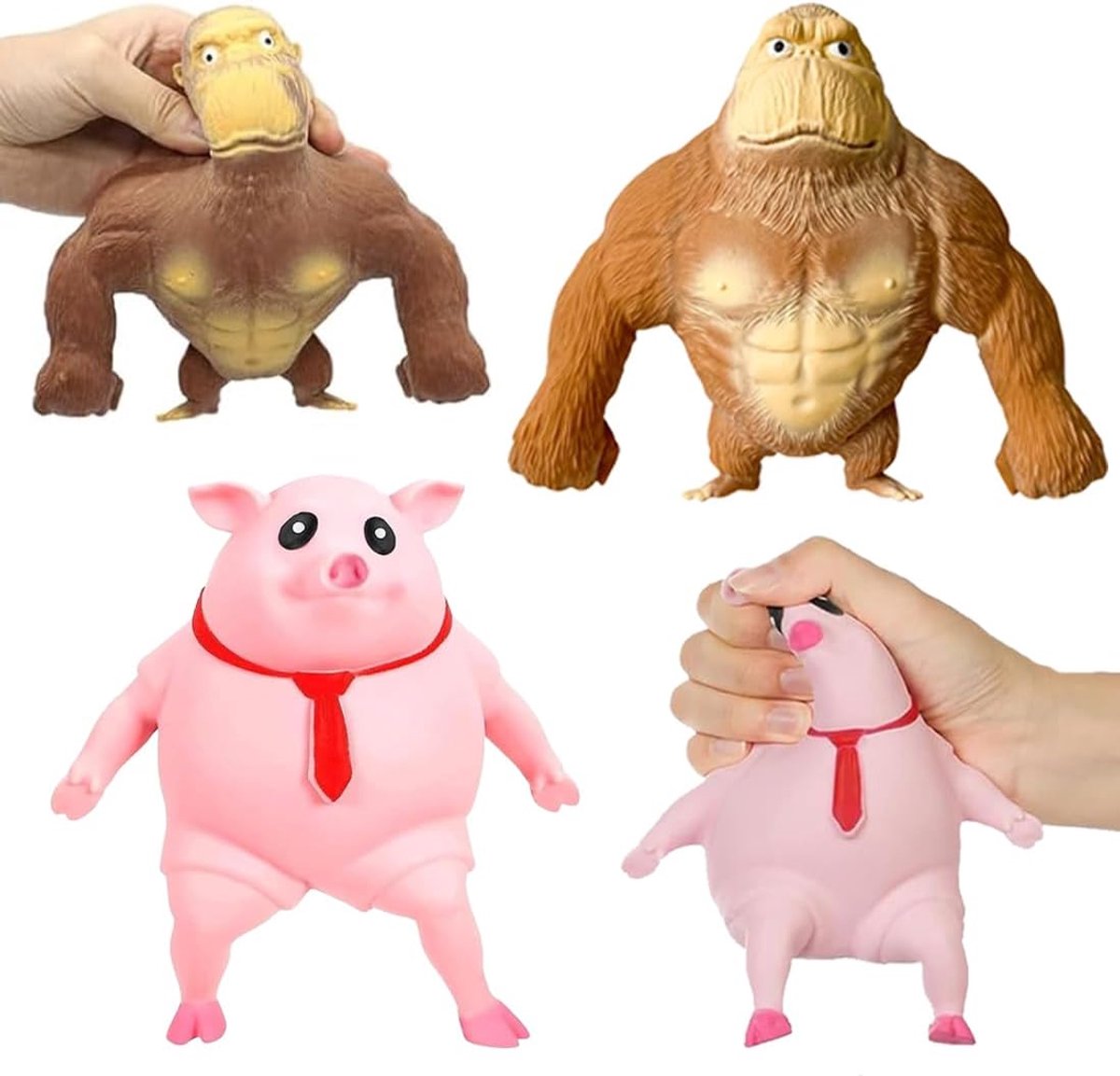 Speelgoed Varken, Stress Speelgoed Gorilla, Varken Knijp Speelgoed, Gorilla Stress Speelgoed, Varkentje Knijp Speelgoed, Rubber Squishy Aap, Squishy, Anti-Druk Speelgoed