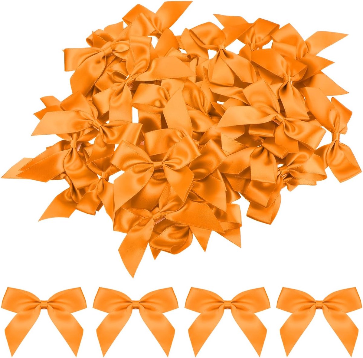 100 stuks mini-strikbogen 2,5" mini-stoffen satijnen bloemenbogen voor knutselen doe-het-zelf naaien bruiloft verjaardagsfeest oranje