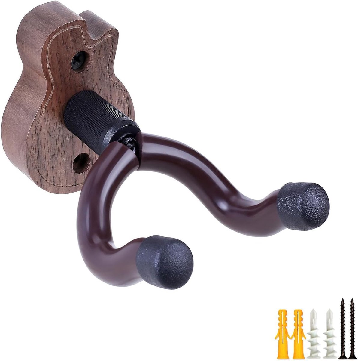 Gitaar Muurbevestiging, Sapeli Houten Gitaar Hanger, U-vormige Gitaar Wandhanger Mount, Gitaar Houder Haak Stand Wandmontage Gitaar Accessoires (Gebrek Walnoot)
