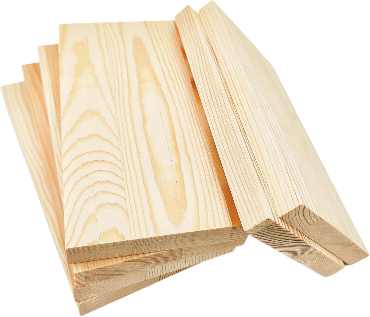 6 rechthoekige houten borden, ongelakte houtblokken, 20 x 10 x 1,5 cm, blanco, houten knutselblokken om te snijden, schilderen en branden