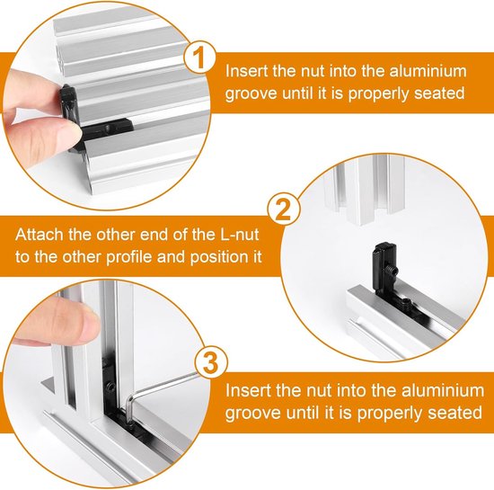 20 stuks binnenhoekconnectoren aluminium profiel, 3030 T-groef, 90° L-vormig profiel, aluminium hoek, T-sluiting, hoekconnector voor 30-serie, Europees standaard aluminium profiel met 40 — afbeelding 2