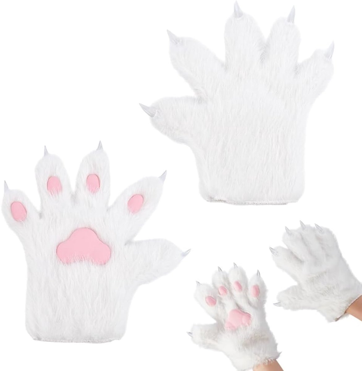 Handschoenen Wolf Paw Handschoenen Faux Fur Cat Paw Print Wanten Winter Warm voor Cosplay Kostuum Halloween Fancy Party Kostuum Accessoires