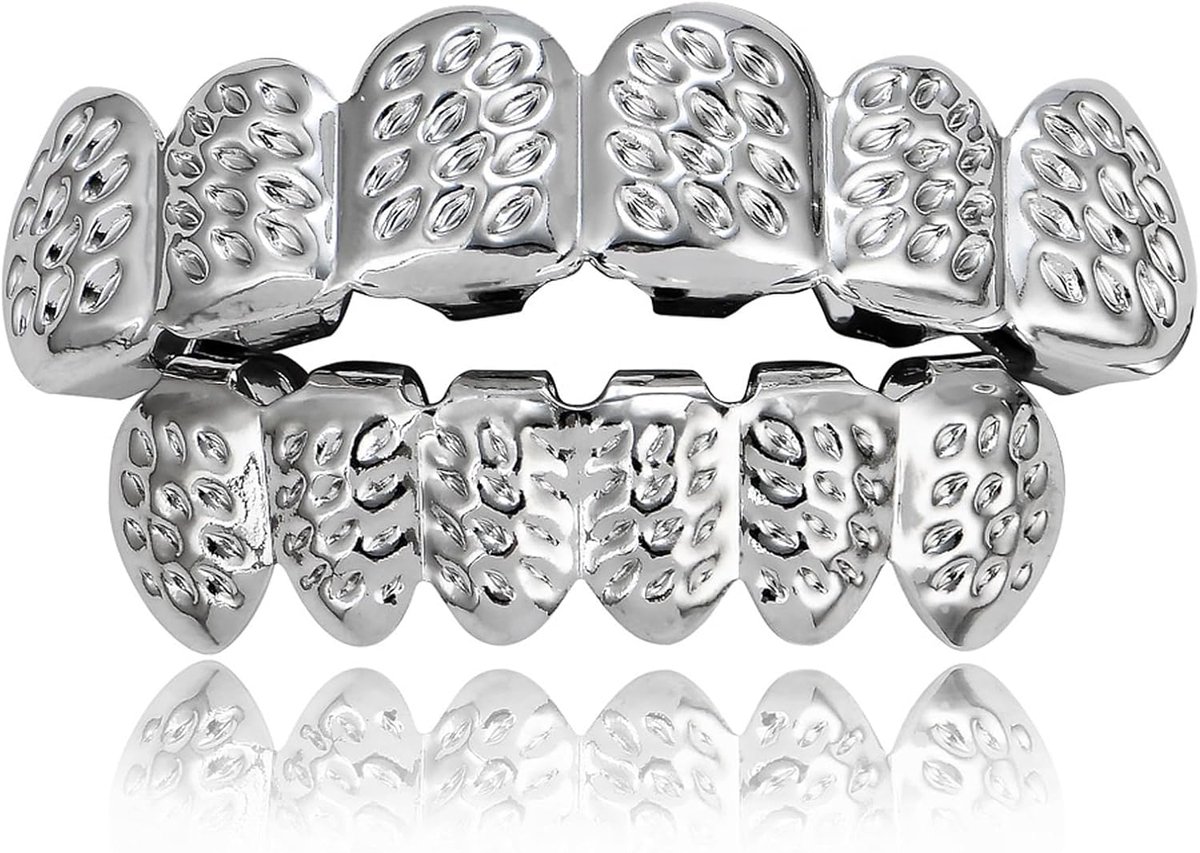 Hop Grill set, Vergulde Gouden Grillz, Gouden Zilveren Tanden, met 2 Siliconen Vormen, voor Muziekfestivals, Modeshows, Halloween, Rapper Kostuum, Cosplay, Decoratie