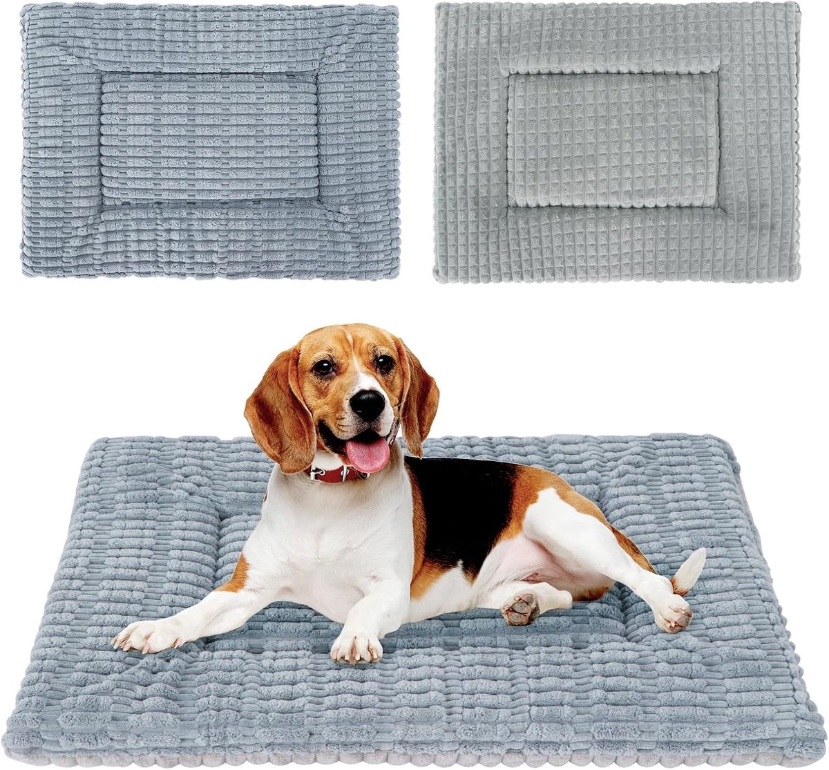 Hondenbed, hondenkratkussen, dubbelzijdig omkeerbaar wasbaar kussen, zachte pluche puppymat, traagschuimmatras voor kleine, middelgrote en grote honden en katten FC020 (90 x 70 cm, volledig