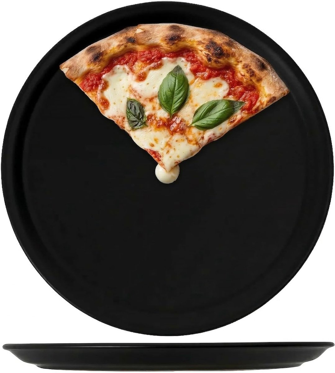 Pizzaborden Aardewerk Zwart Ø 30 cm - Set van 4 Vaatwasserbestendig