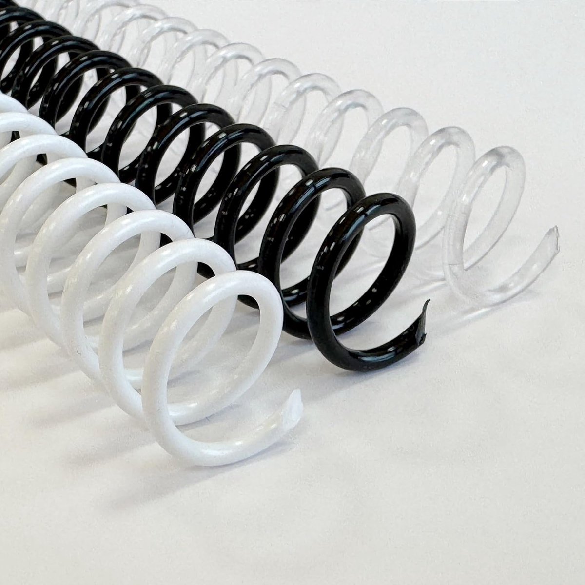 - Spiraal van kunststof 5:1, 14 mm, A4, minipack, assortiment, doos 25, transparant, zwart en wit