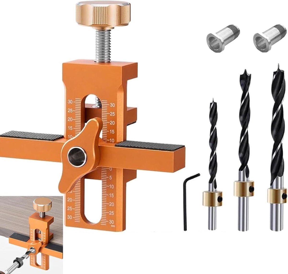 2-in-1 kastdeur, montagehulpset met 3 boren, aluminiumlegering, instelbare kastdeurinstallatie, positioneerder, verstelbare positioneerder voor de installatie van kastdeuren