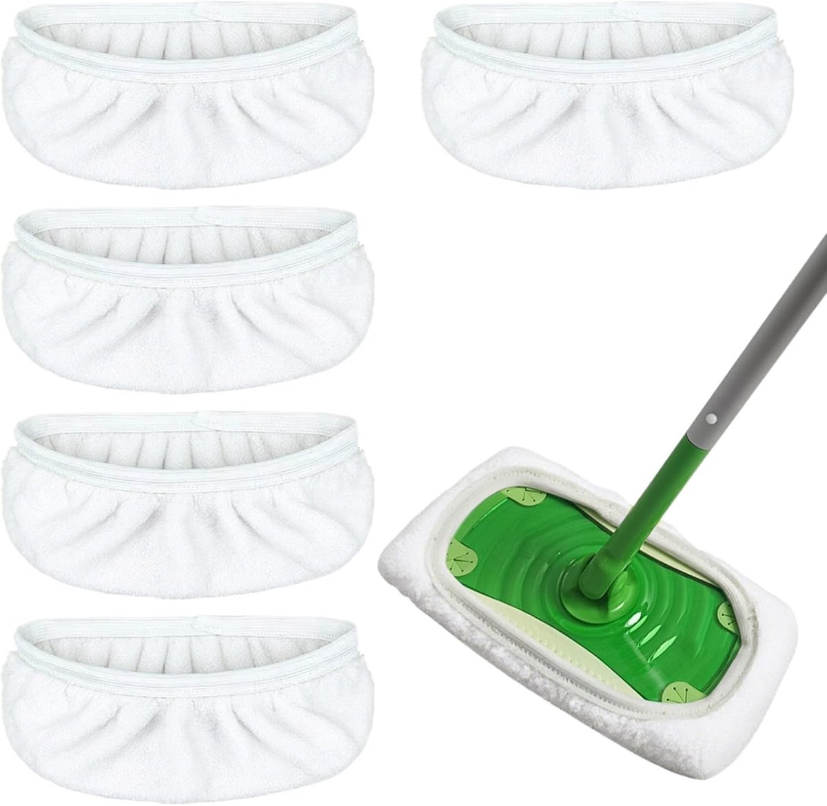 5 Stuks Nat-/Droog-Dweilhoes, Herbruikbare Doeken voor Swiffer Veegmachine | Navulverpakkingen voor Wasbare Dweildoeken voor Het Reinigen van Stof, Haar, Vlekken Op Vloeren van Verschillende Materialen